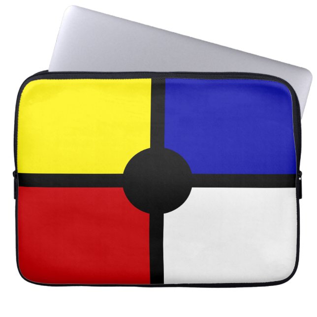 Stijlvolle Mondriaan Geïnspireerde Kunst & Basiskl Laptop Sleeve (Voorkant)