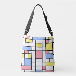 Stijlvolle Mondriaanse Abstracte Kunst met Pastelk Crossbody Tas