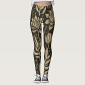 Stijlvolle monochrome boho succulenten bloempatroo leggings (Voorkant)