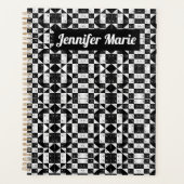 Stijlvolle monochrome ingedrukte florale driehoeke planner (Voorkant)
