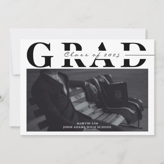 Stijlvolle Monogram 2 Foto Afstuderen Kaart (Voorkant)