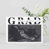 Stijlvolle Monogram 2 Foto Afstuderen Kaart (Staand voorkant)