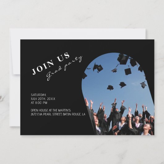 Stijlvolle Monogram 2 Foto Afstuderen Kaart (Achterkant)