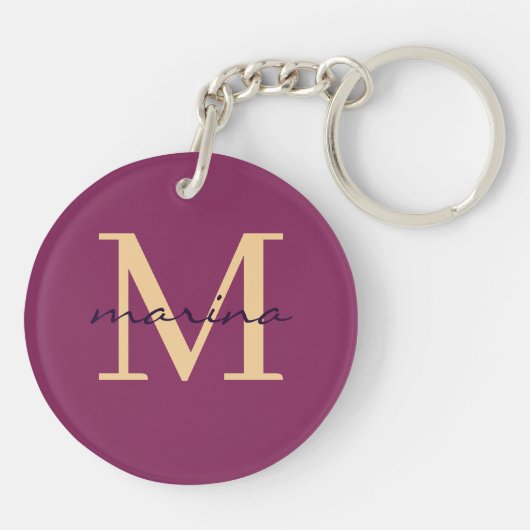 Stijlvolle monogram acryl Sleutelhanger (Achterkant)