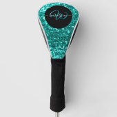 Stijlvolle monogram aqua blauwgroen glitter naam z golfheadcover (Voorkant)