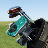 Stijlvolle monogram aqua blauwgroen glitter naam z golfheadcover (Insitu)