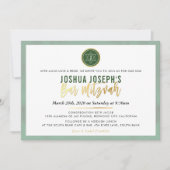 STIJLVOLLE MONOGRAM BAR MITZVAH bos groen goud Kaart (Voorkant)