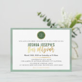 STIJLVOLLE MONOGRAM BAR MITZVAH bos groen goud Kaart (Staand voorkant)