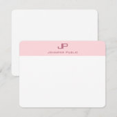 Stijlvolle Monogram Blush Pink Minimalistische Sja Notitiekaartje (Voorkant / Achterkant)