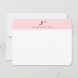 Stijlvolle Monogram Blush Pink Minimalistische Sja Notitiekaartje