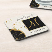 Stijlvolle monogram bruiloft Gift Cork Onderzetter (Linkerzijde)