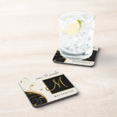 Stijlvolle monogram bruiloft Gift Cork Onderzetter (Rechterzijde)