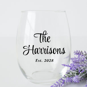 Stijlvolle Monogram bruiloft Wijnglas Zonder Voet