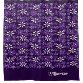 Stijlvolle monogram donker Paarse bloemendoedel Douchegordijn (Voorkant)