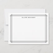 Stijlvolle Monogram Dubbele Rand Zwart Wit Chic Notitiekaartje (Voorkant)