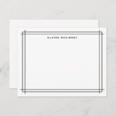 Stijlvolle Monogram Dubbele Rand Zwart Wit Chic Notitiekaartje (Voorkant / Achterkant)