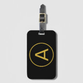 Stijlvolle Monogram Eerste Letter Goudkleurig Zwar Bagagelabel (Voorkant (verticaal))