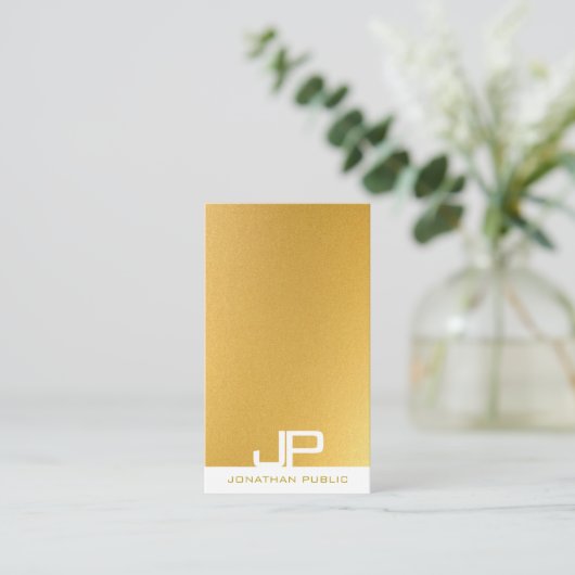 Stijlvolle monogram Elegant Modern Gold Sjabloon Visitekaartje (Staand voorkant)