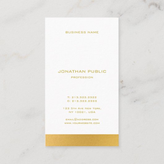 Stijlvolle monogram Elegant Modern Gold Sjabloon Visitekaartje (Achterkant)