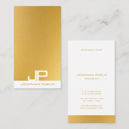 Stijlvolle monogram Elegant Modern Gold Sjabloon Visitekaartje (Voorkant / Achterkant)