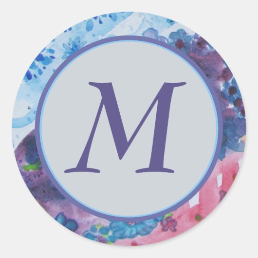 Stijlvolle monogram envelop afdichting ronde sticker (Voorkant)