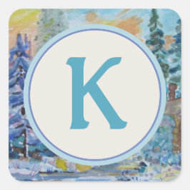 Stijlvolle monogram envelop afdichting vierkante sticker