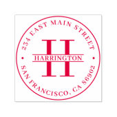 Stijlvolle Monogram Familienaam Rond Terugkeeradre Zelfinktende Stempel (Design)