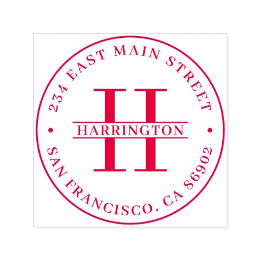 Stijlvolle Monogram Familienaam Rond Terugkeeradre Zelfinktende Stempel (Design)