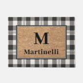 Stijlvolle Monogram Faux Koor Buffalo Plaid Design Deurmat (Voorkant)