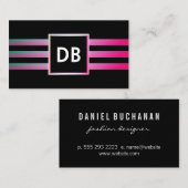 Stijlvolle Monogram Glamour Gestreept Visitekaartje (Voorkant / Achterkant)