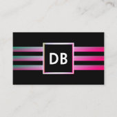 Stijlvolle Monogram Glamour Gestreept Visitekaartje (Voorkant)