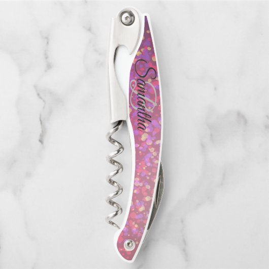 Stijlvolle Monogram Glitter Kelners Kurkentrekker  (Voorkant)