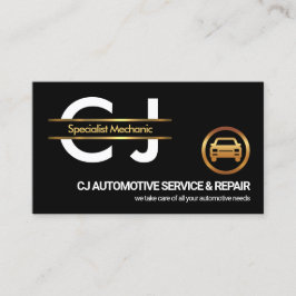 Stijlvolle monogram Gold Border Auto Mechanic Visitekaartje