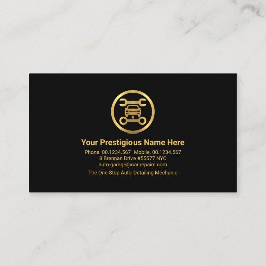 Stijlvolle monogram Gold Placard Auto Garage Visitekaartje (Achterkant)