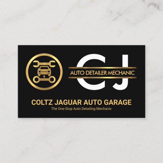 Stijlvolle monogram Gold Placard Auto Garage Visitekaartje (Voorkant)