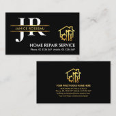 Stijlvolle monogram Gold Placard Border Contractor Visitekaartje (Voorkant / Achterkant)