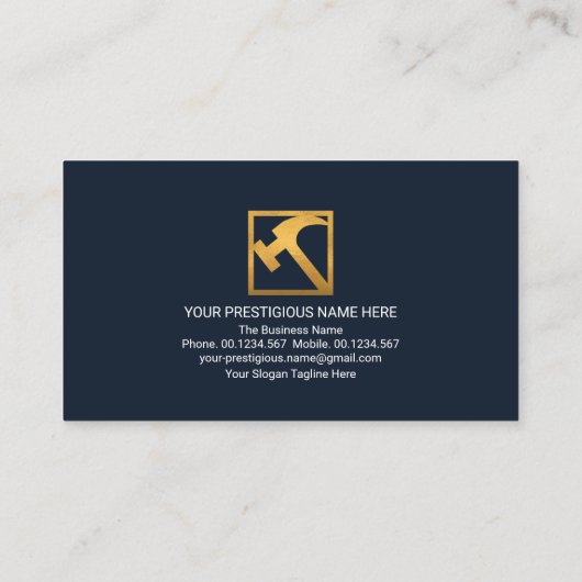 Stijlvolle monogram Gold Placard Handyman Builder Visitekaartje (Achterkant)