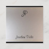 Stijlvolle monogram Gold Silver Initiaal Sjabloon Vierkante Visitekaartje (Voorkant)