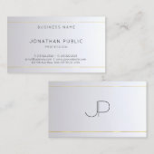 Stijlvolle Monogram Goud Zilver Elegante Sjabloon Visitekaartje (Voorkant / Achterkant)