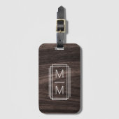 Stijlvolle monogram initiaal elegante houtstructuu bagagelabel (Voorkant (verticaal))