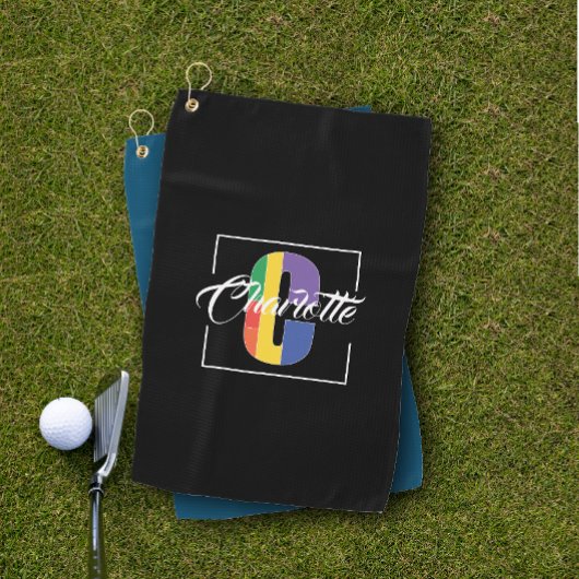 Stijlvolle monogram initiaal gekleurde letter C zw Golfhanddoek