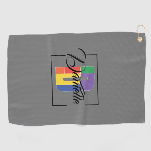 Stijlvolle monogram initiaal gekleurde letter D gr Golfhanddoek (Horizontaal)