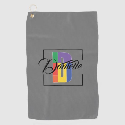 Stijlvolle monogram initiaal gekleurde letter D gr Golfhanddoek (Voorkant)