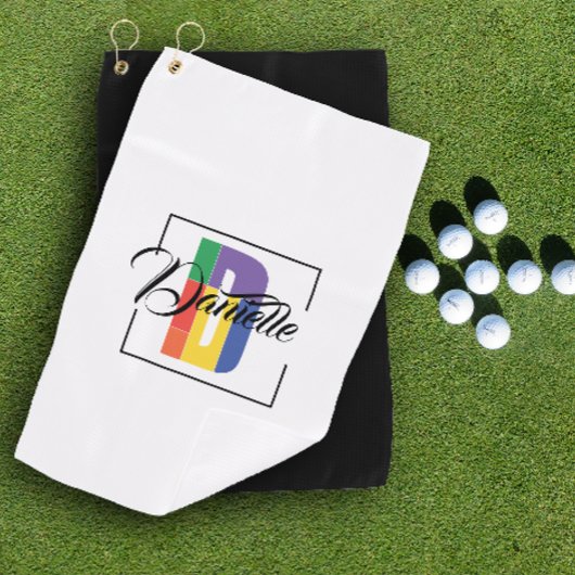 Stijlvolle monogram initiaal gekleurde letter D wi Golfhanddoek