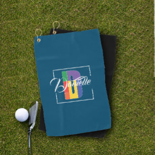 Stijlvolle monogram initiaal gekleurde letter D zw Golfhanddoek