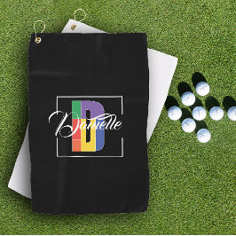 Stijlvolle monogram initiaal gekleurde letter D zw Golfhanddoek