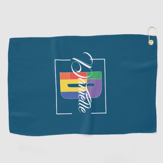 Stijlvolle monogram initiaal gekleurde letter D zw Golfhanddoek (Horizontaal)
