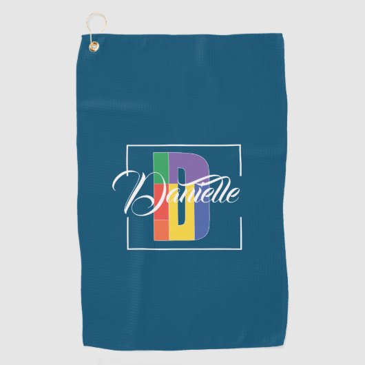 Stijlvolle monogram initiaal gekleurde letter D zw Golfhanddoek (Voorkant)