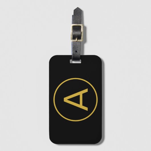 Stijlvolle Monogram Initiaal Letter Goud Kleur Zwa Bagagelabel (Voorkant (verticaal))