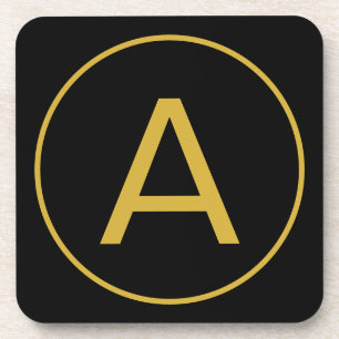 Stijlvolle Monogram Initiaal Letter Goud Kleur Zwa Bier Onderzetter